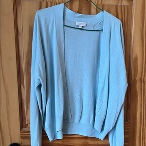 Kinross CASHMERE Light Blue Women's Open Cardigan - Size Large